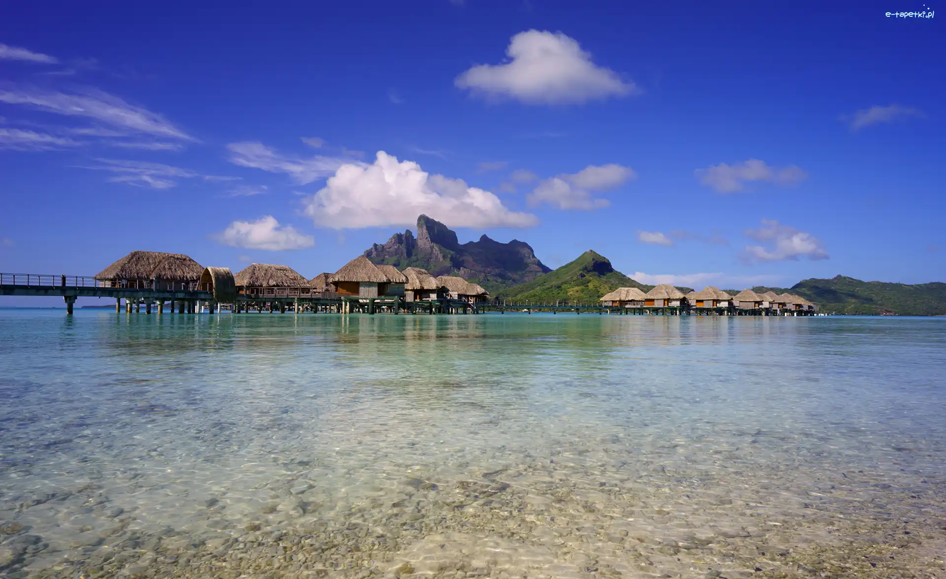 Bora-Bora, Domki, Morze, Polinezja Francuska