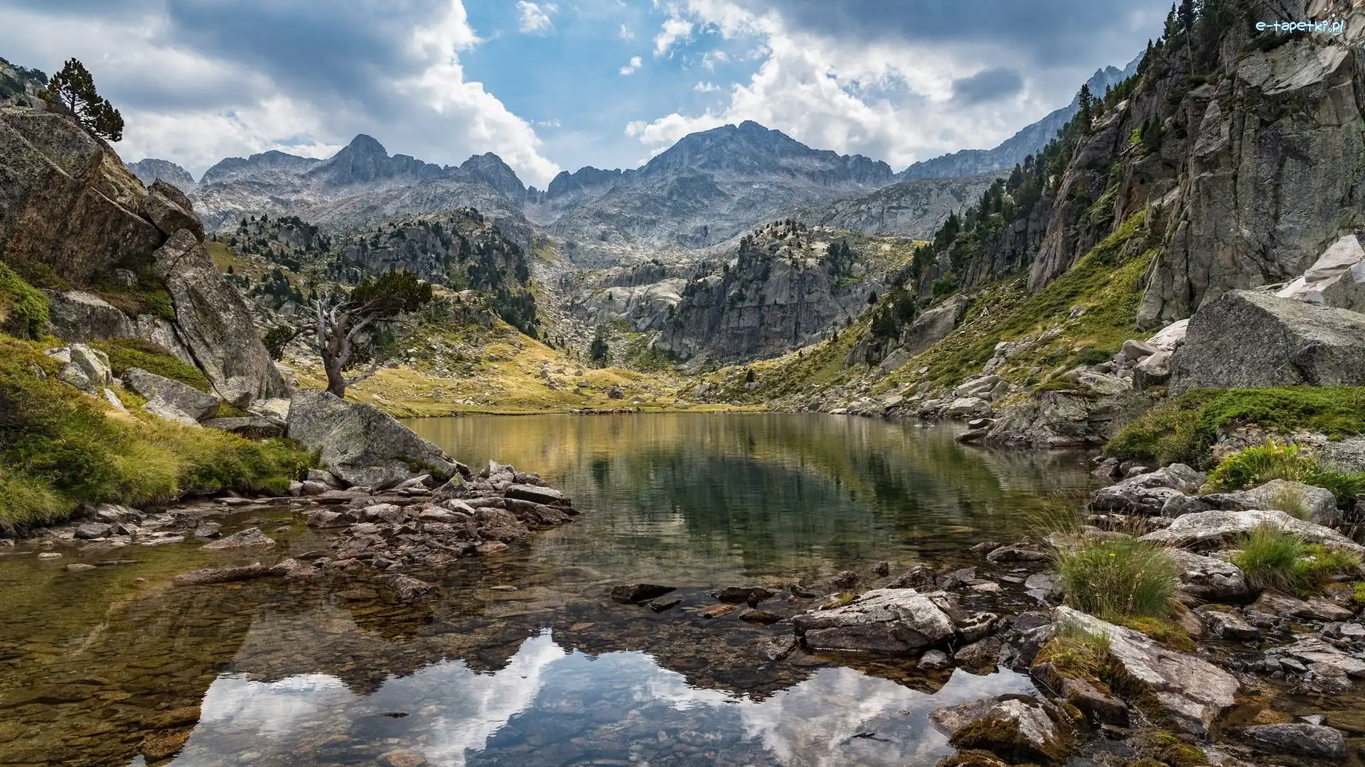 Góry, Skały, Jezioro, Odbicie, Kamienie