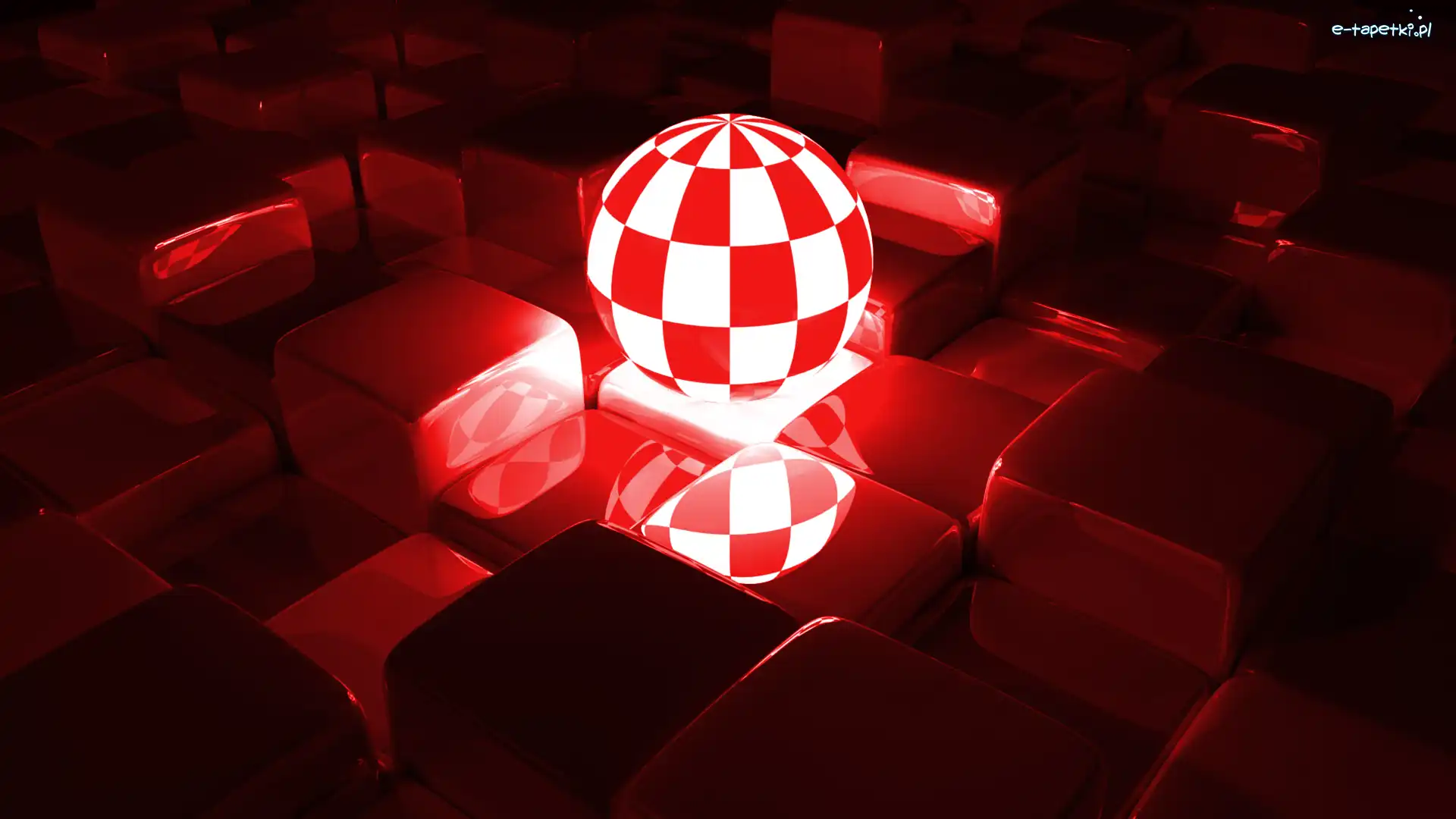 Grafika 3D, Czerwono-biała, Kula