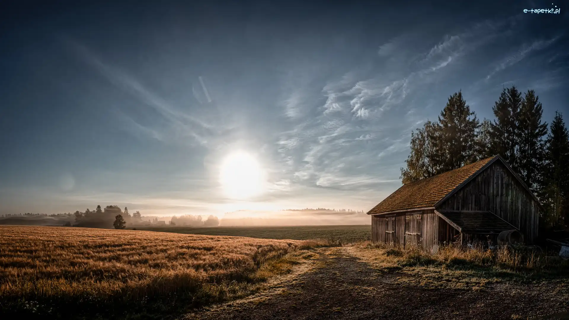 Szopa, Pola, Wschód słońca, Drewniana