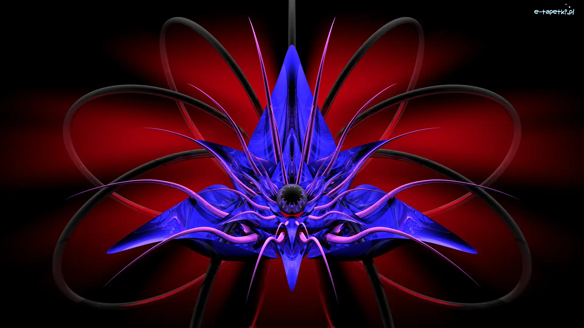 Kwiatek, Niebieski, Grafika 3D