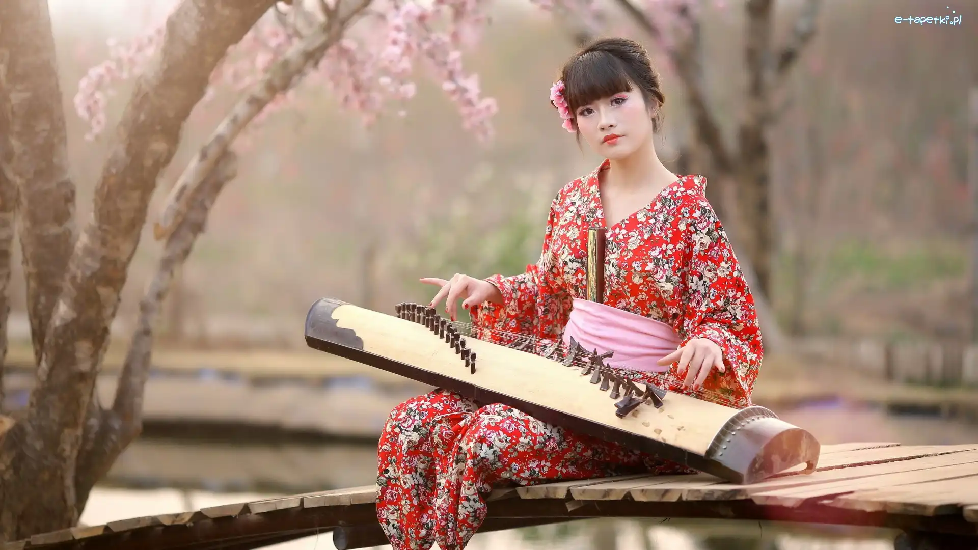 Kimono, Koto, Instrument, Dziewczyna