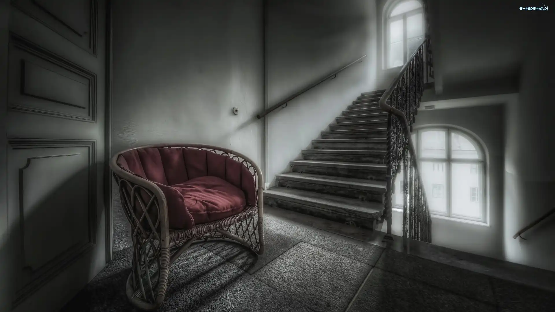 Schody, HDR, Fotel, Zaniedbane
