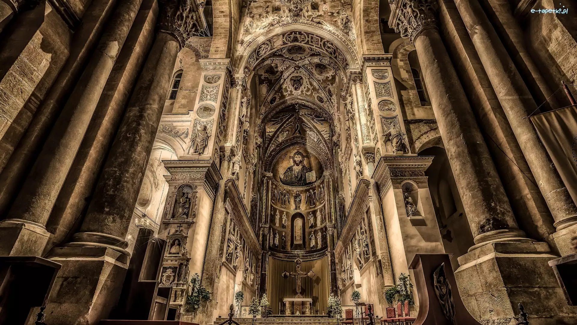 Zabytek, Monreale, Katedra Santa Maria Nuova, Wnętrze, Sycylia, Włochy