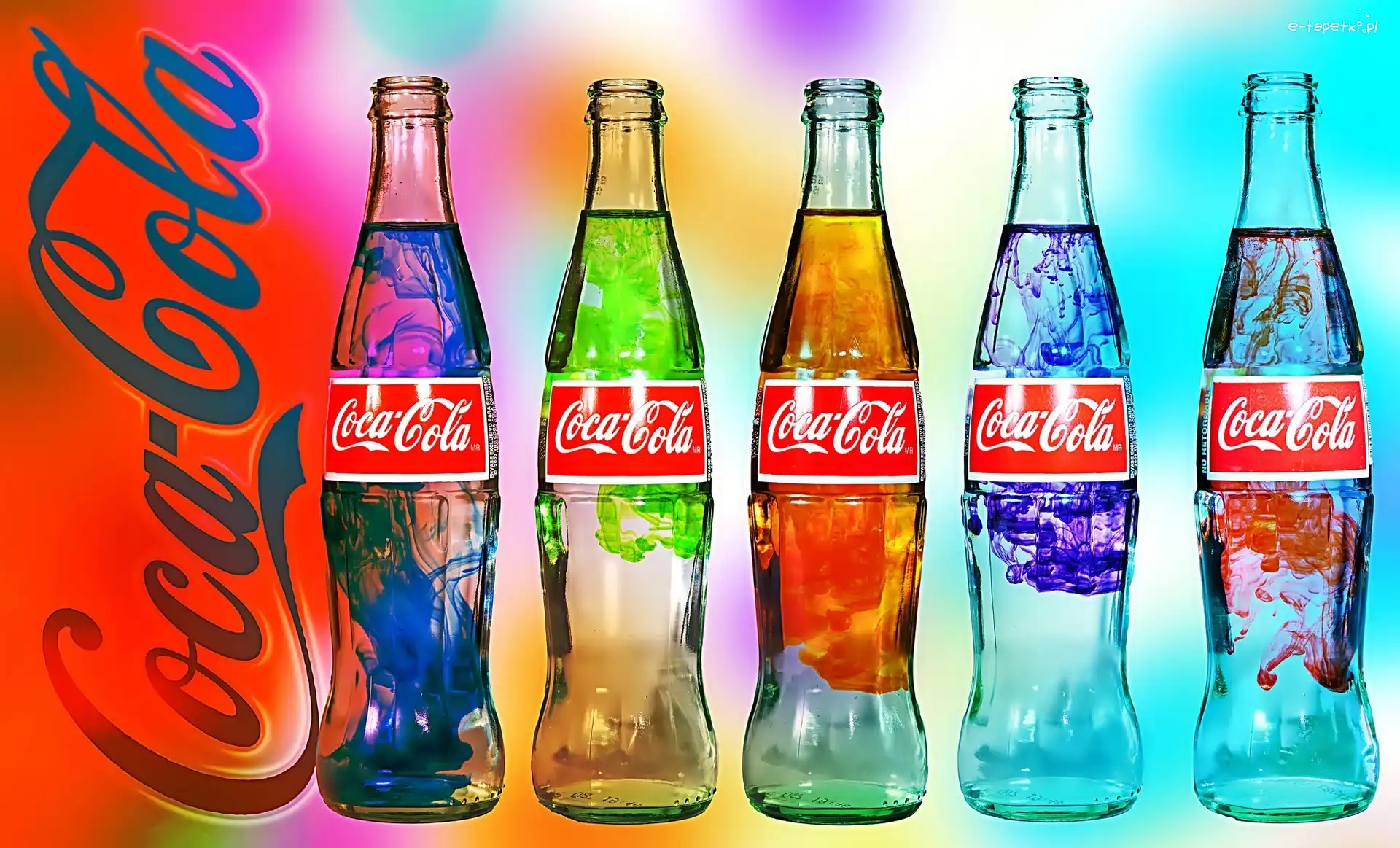 Butelki, Napis, Kolory, Coca-Cola