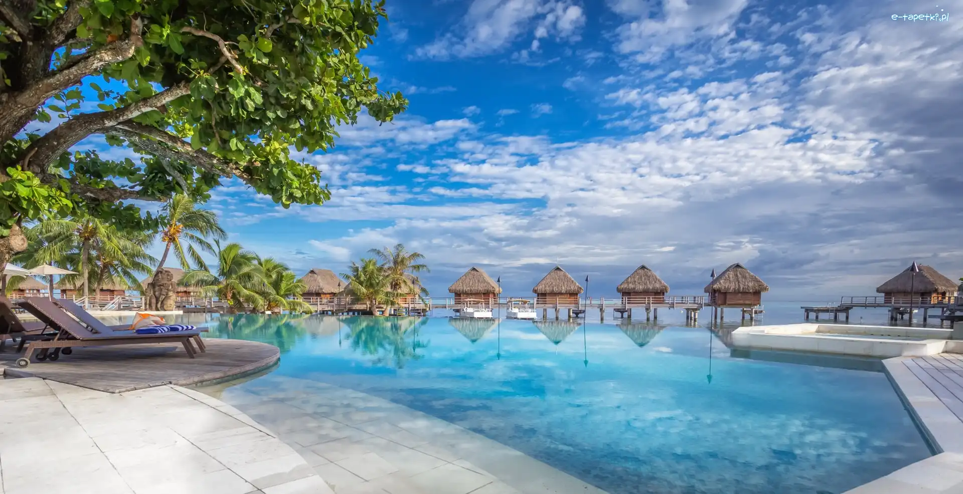 Domki, Hotel Manava Beach Resort & Spa, Basen, Wakacje, Wyspa Moorea, Polinezja Francuska