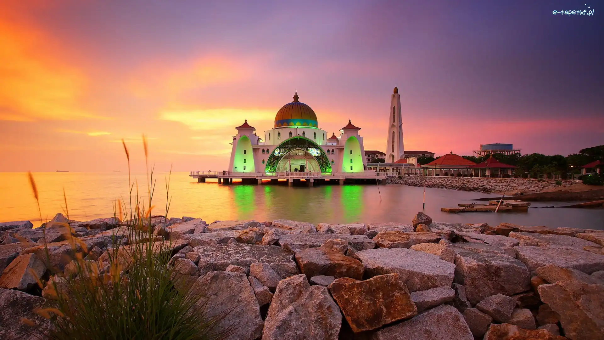 Malezja, Meczet Malaka Straits, Wyspa Melaka, Cieśnina Malakka, Kamienie