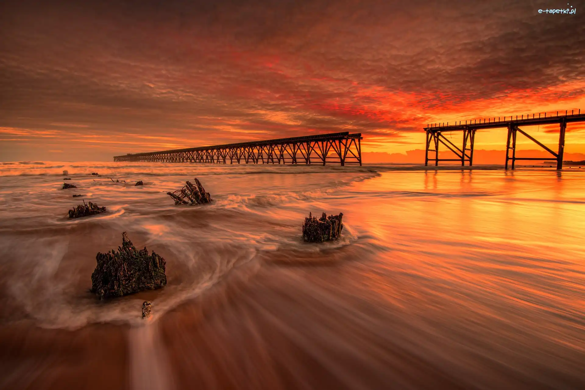 Hartlepool, Zachód słońca, Morze Północne, Anglia
