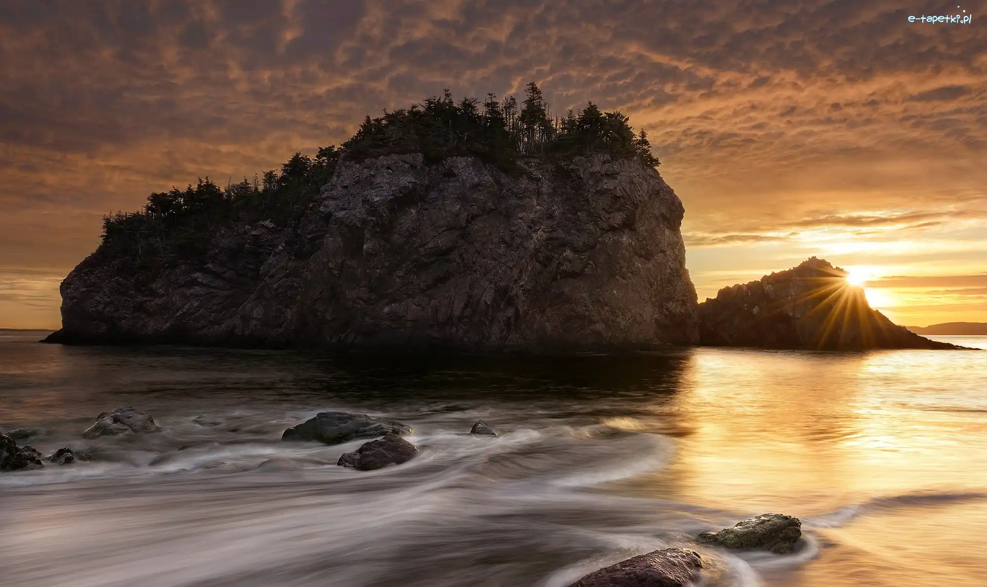 Chmury, Chance Cove, Morze, Prowincja Nowa Fundlandia i Labrador, Kanada, Wschód słońca, Skały