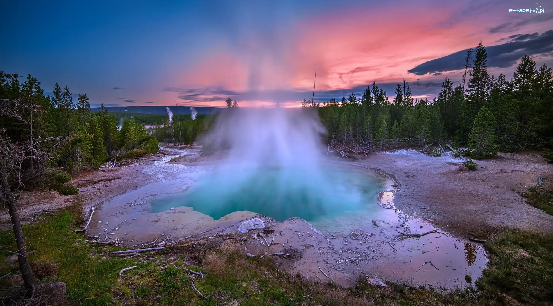 Stany Zjednoczone, Park Narodowy Yellowstone, Stan Wyoming, Gorące źródła, Gejzery