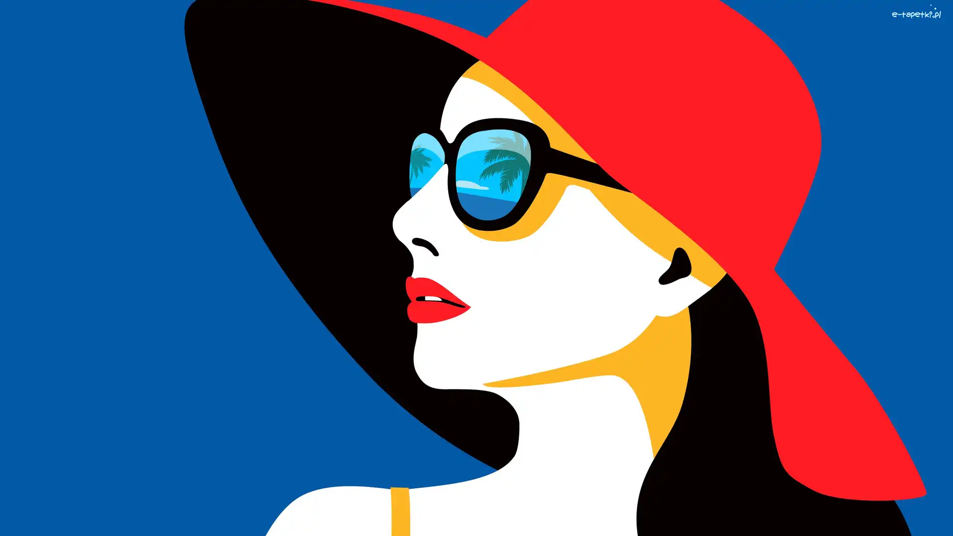 Kobieta, Kapelusz, Czerwony, Grafika 2D, Okulary