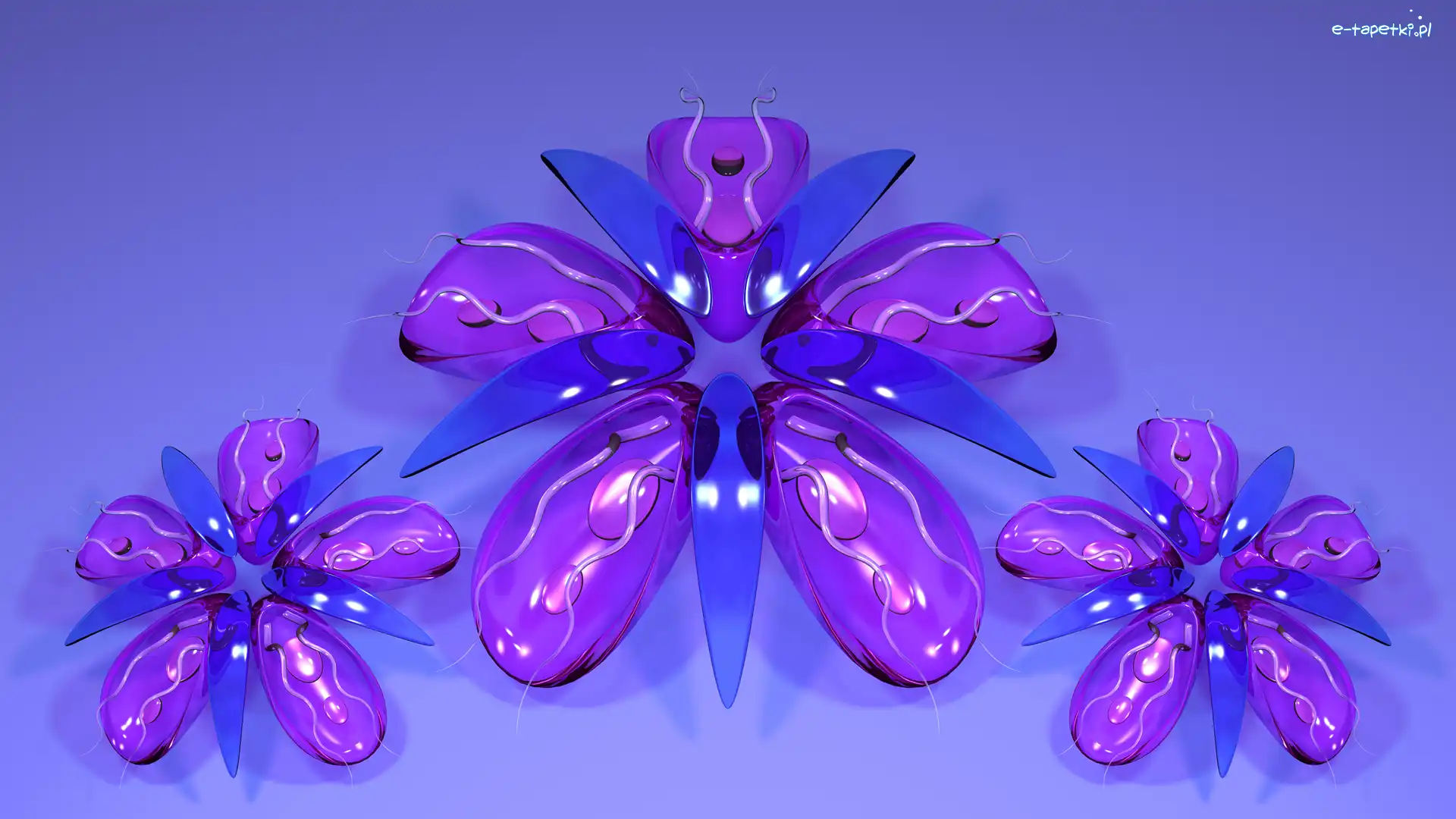 Kwiaty, Szklane, Grafika 3D