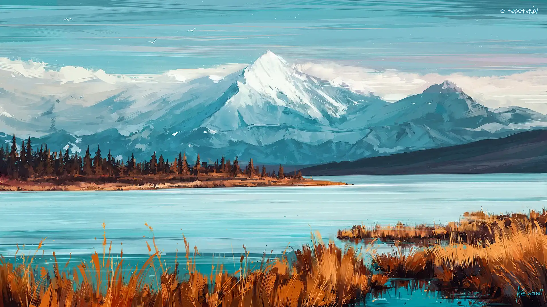 Jezioro, Góry, Paintography