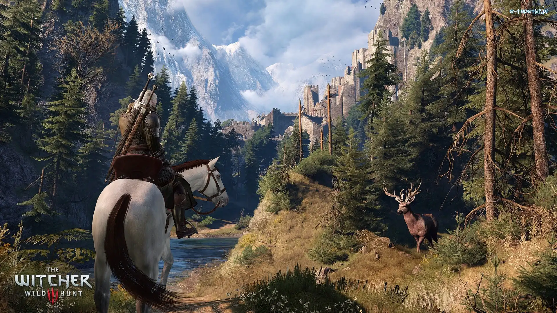 Szczyty, Koń, Lasy, Wiedźmin 3: Dziki Gon - The Witcher 3: Wild Hunt, Gra, Twierdza, Jeleń