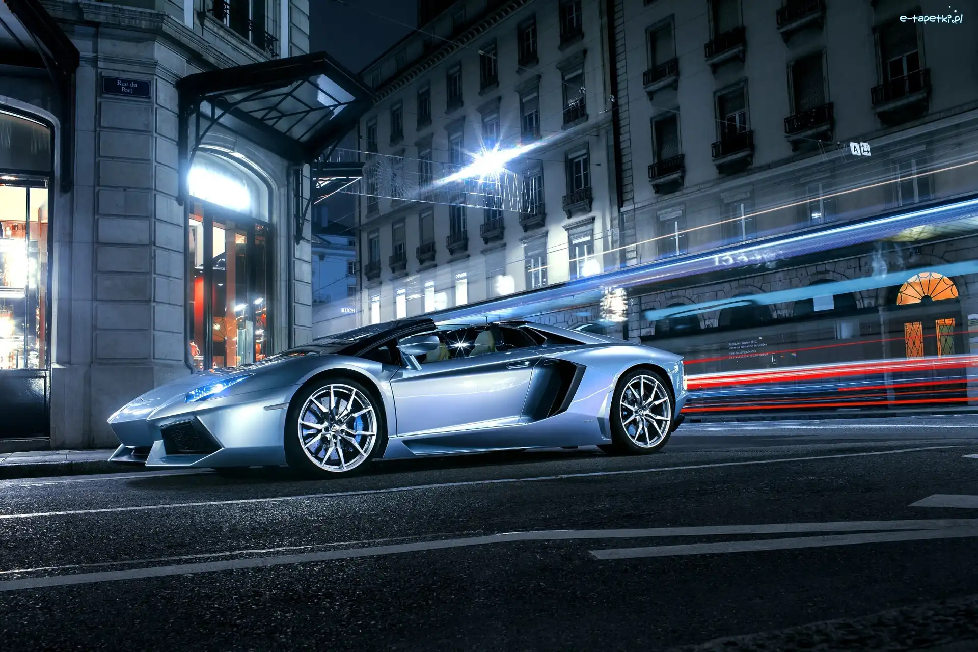 2013, Światła, Ulica, Lamborghini Aventador LP 700-4 Roadster