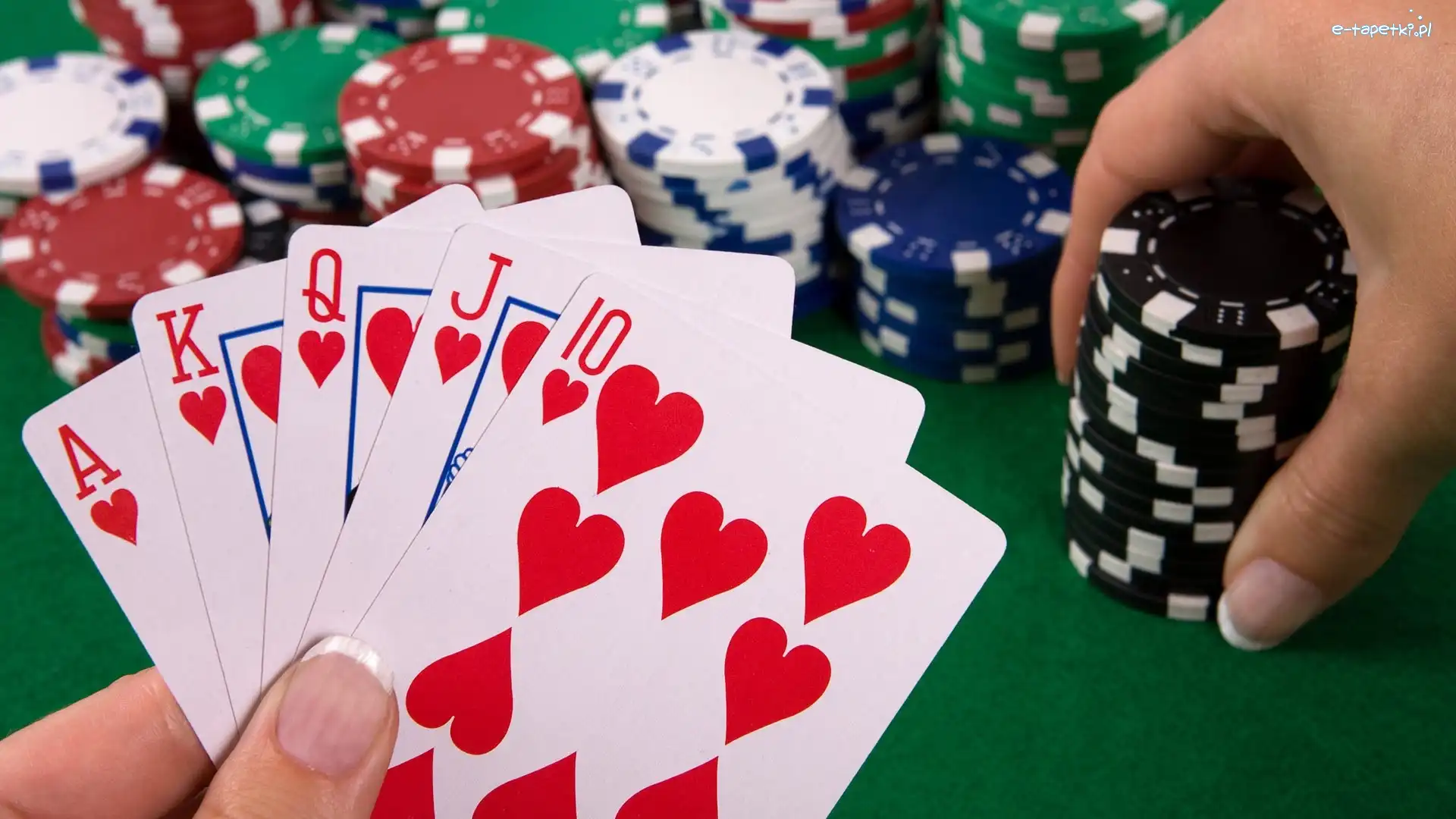 Karty, Stół, Żetony, Poker królewski, Poker