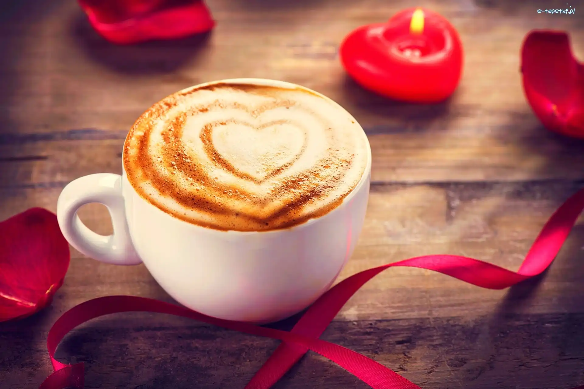 Cappuccino, Wstążka, Świeczka, Kawa