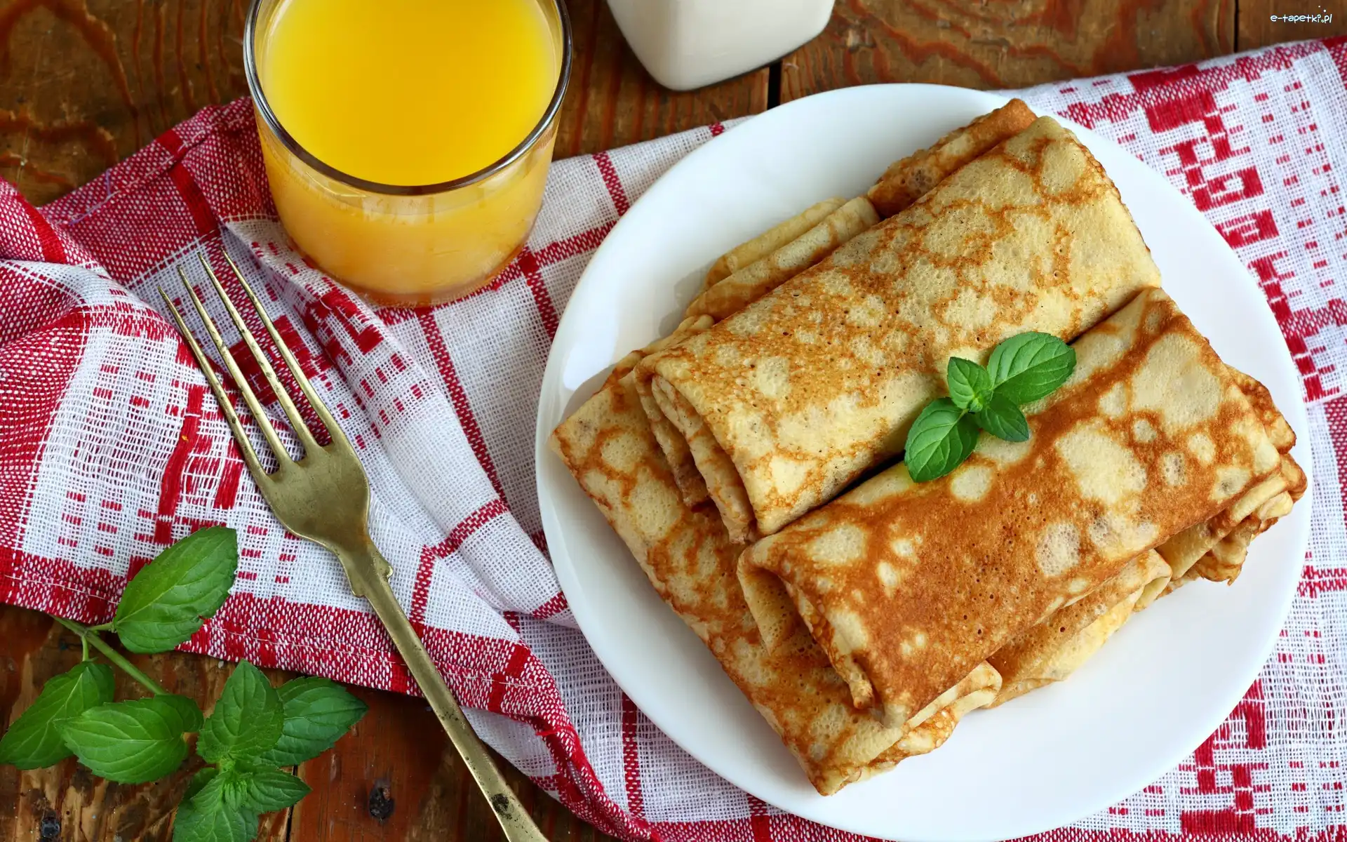 Pomarańczowy, Sok, Naleśniki
