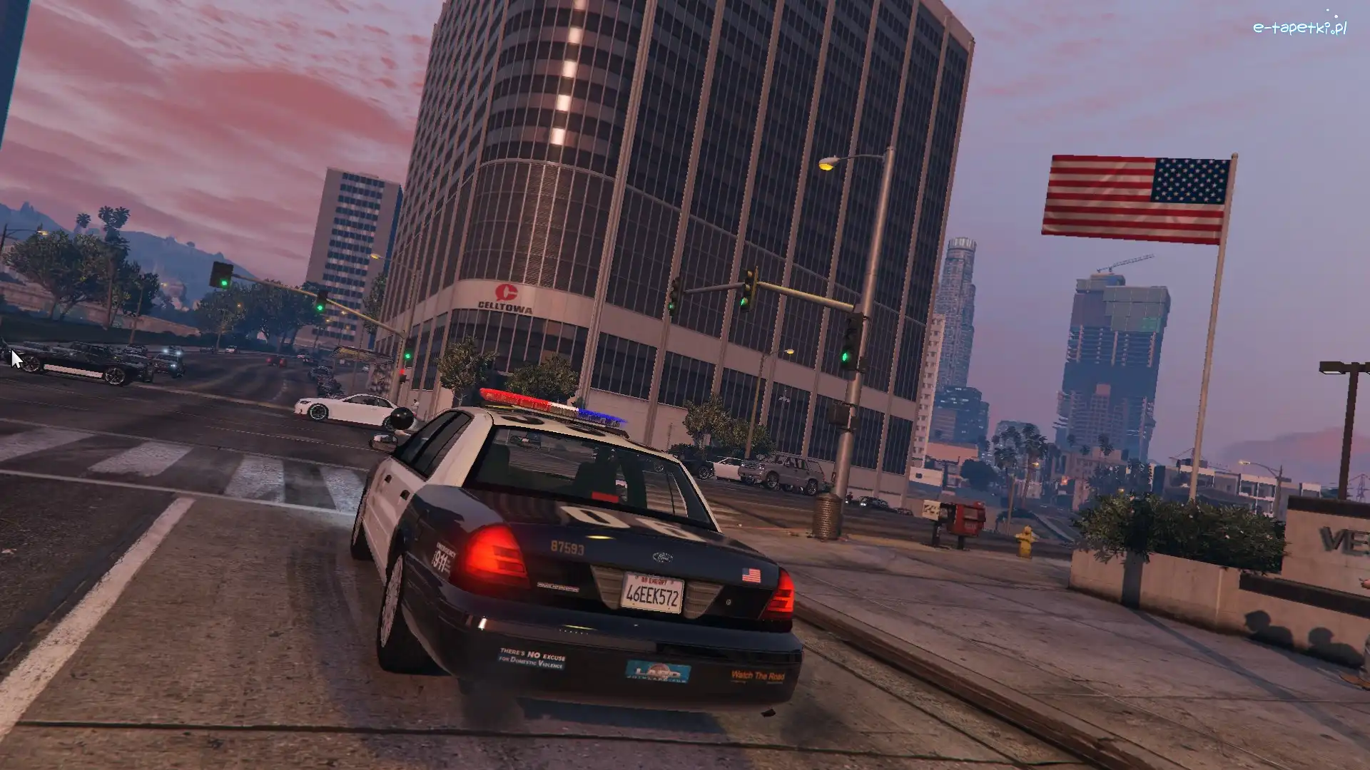 GTA5, Skrzyżowanie, Samochód policyjny, Gra