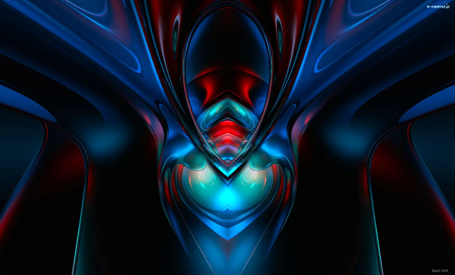 Abstrakcja, Granatowo-czerwona, Grafika 3D