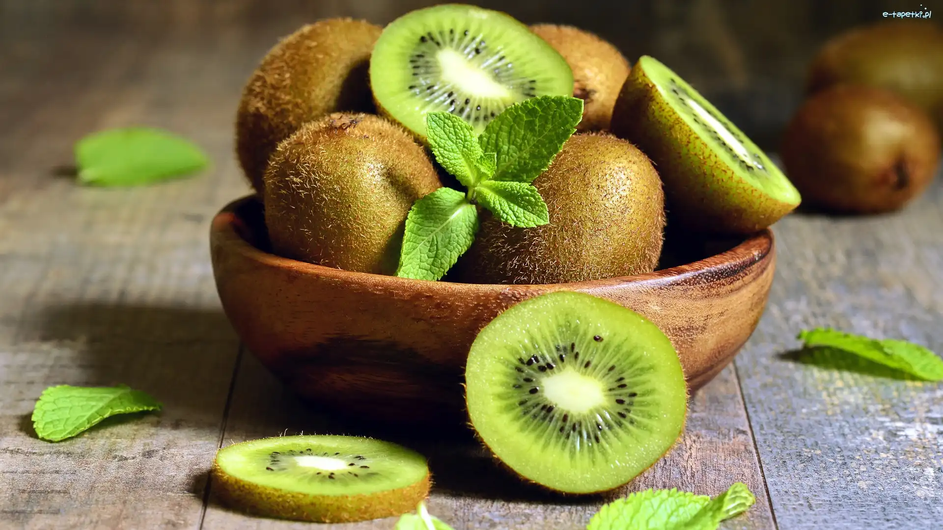 Połówki, Miska, Listki, Kiwi