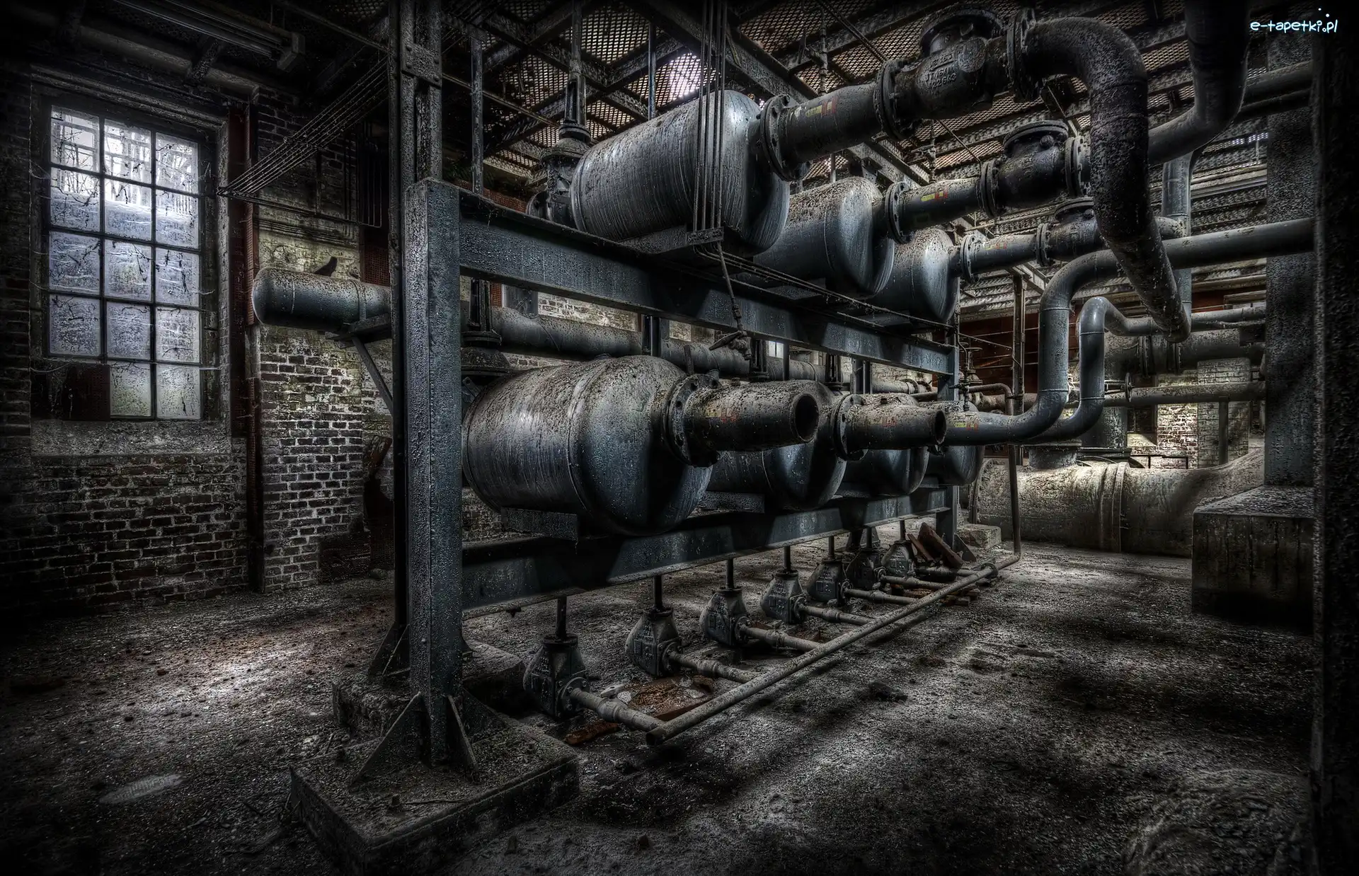 Zaniedbane, Fabryka, Wnętrze, HDR, Rury