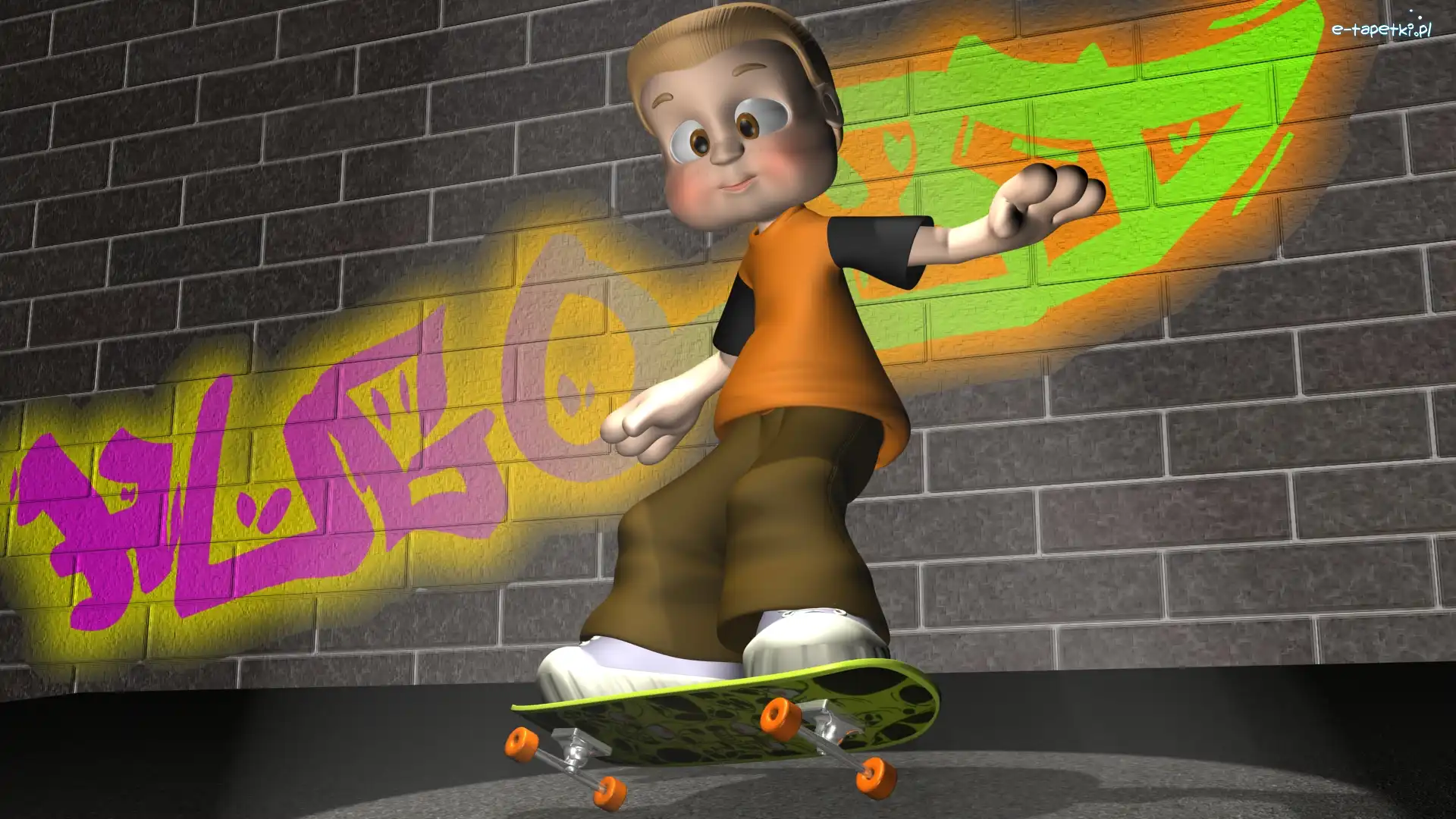 Chłopak, Graffiti, Deskorolka, Grafika 3D