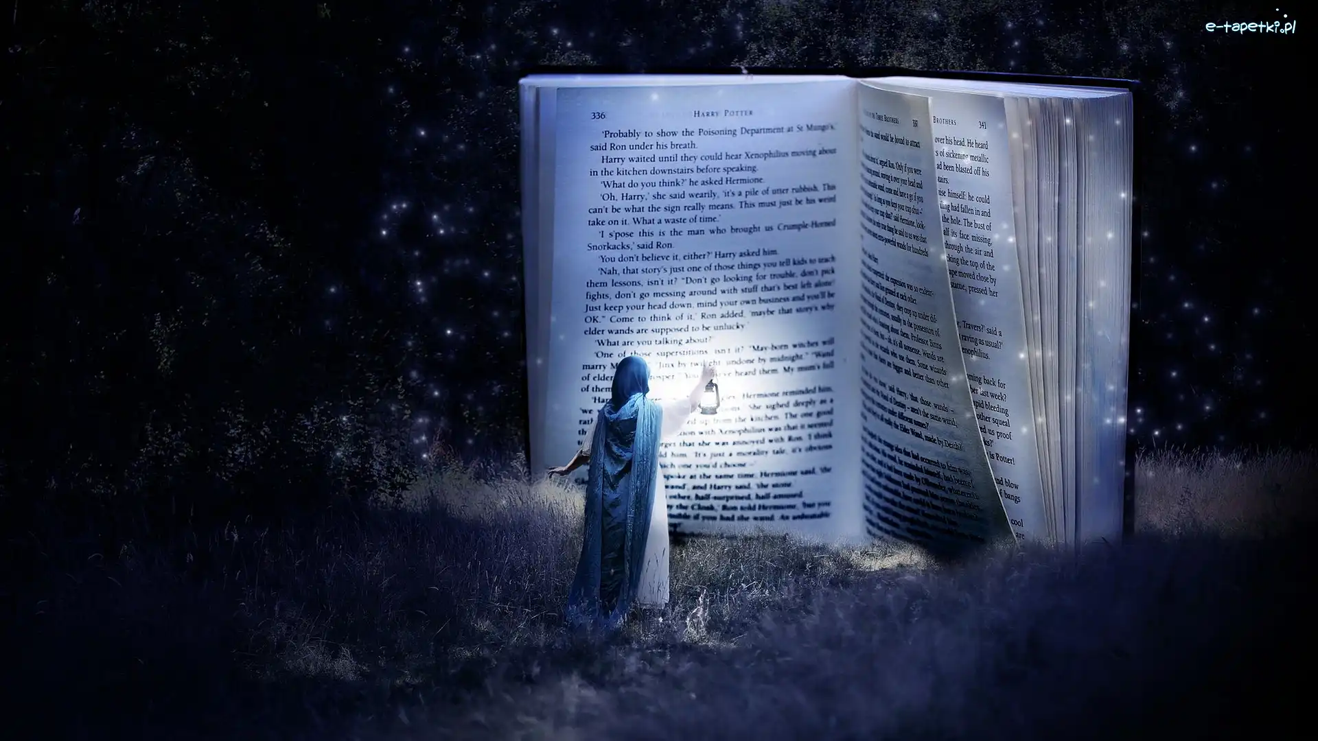 Fantasy, Noc, Książka, Lampion, Kobieta