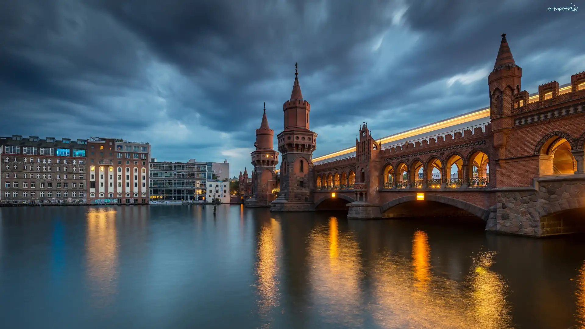 Niemcy, Domy, Berlin, Rzeka Szprewa, Most Oberbaumbrücke