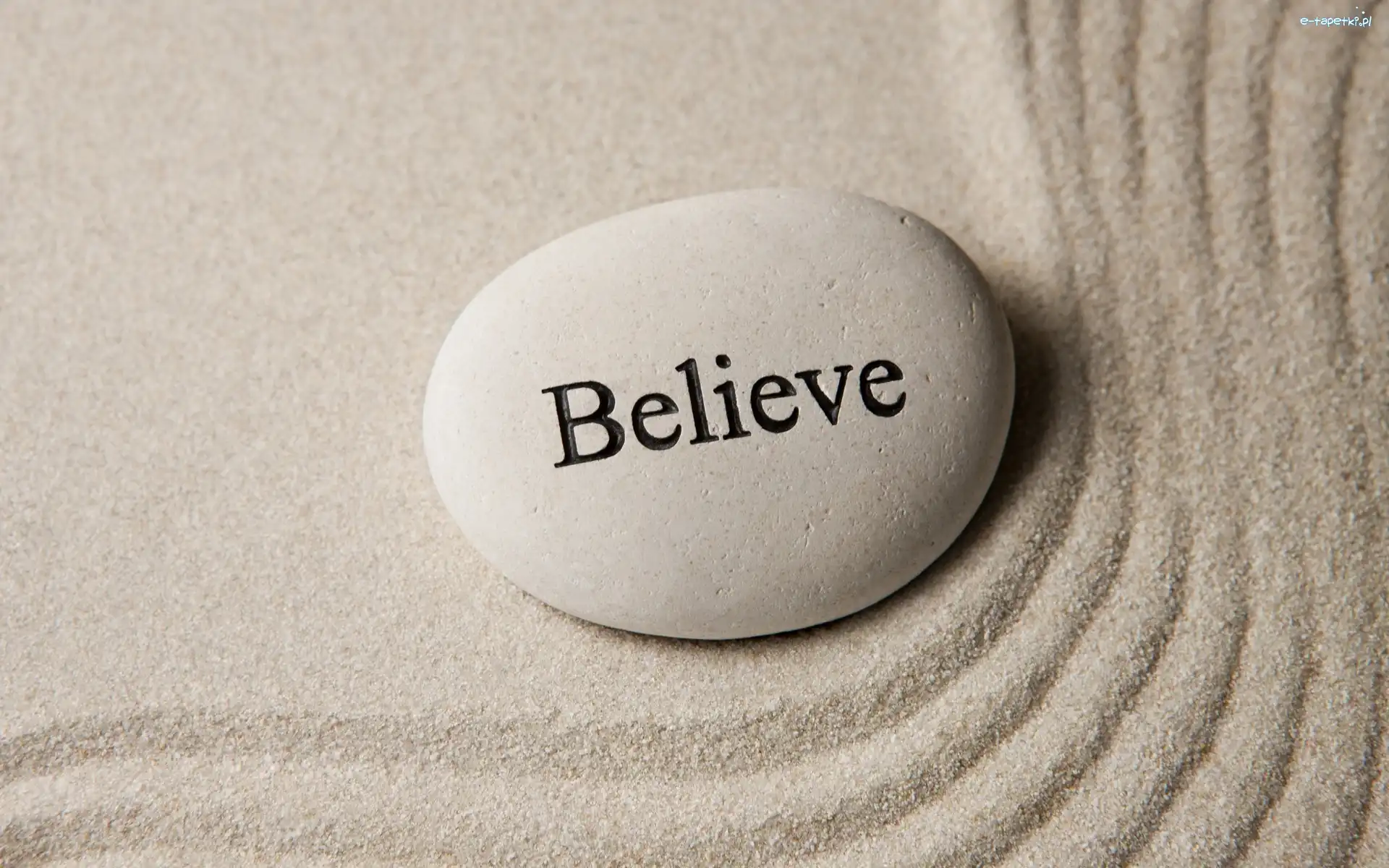 Napis, Piasek, Believe, Kamień