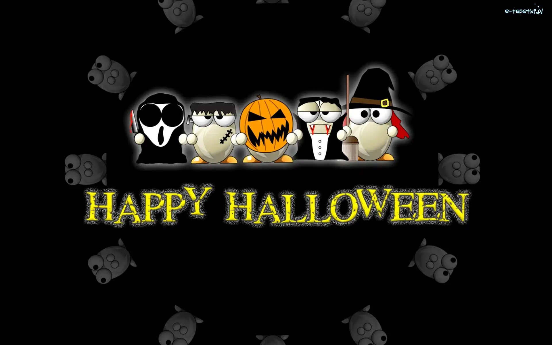 Halloween, Napis, Stworki, Grafika 2D
