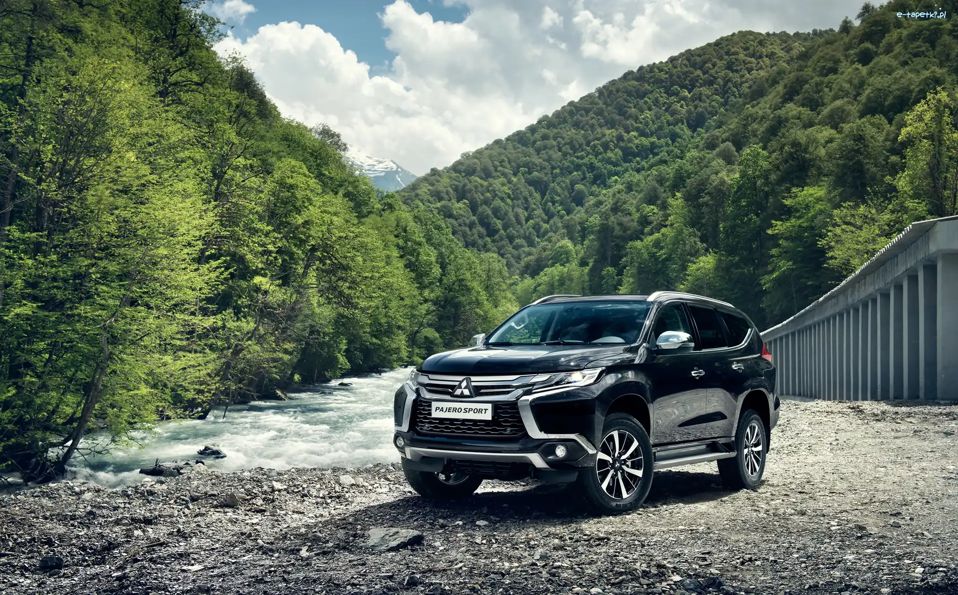 Las, 2017, Droga, Rzeka, Mitsubishi Pajero Sport, Czarne