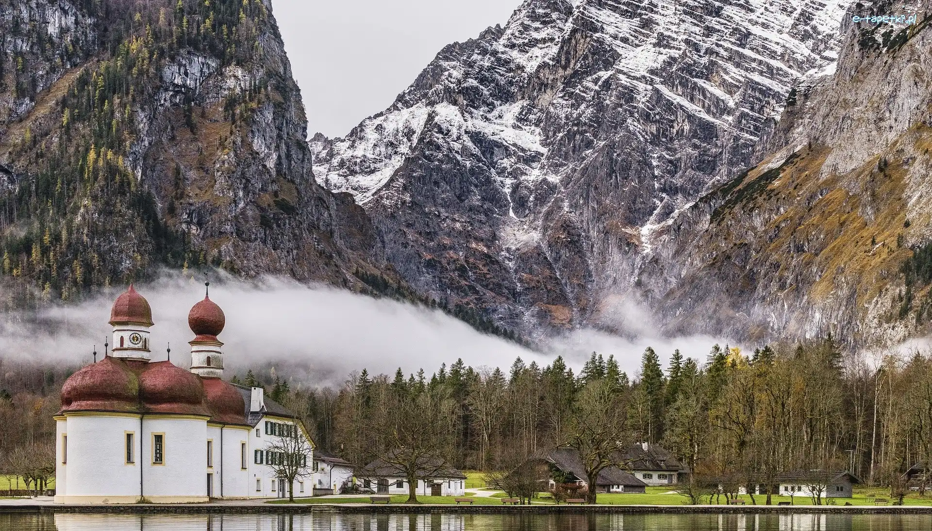 Kościół św. Bartłomieja, Miejscowość Schönau am Königssee, Jezioro Königssee, Góry, Bawaria, Niemcy
