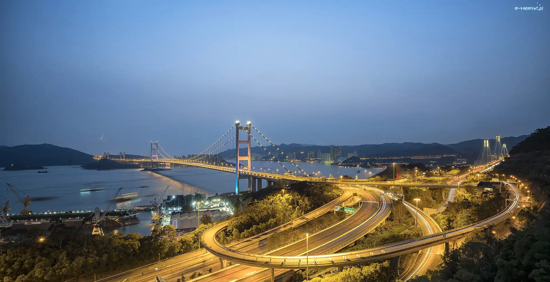 Chiny, Kanał Ma Wan, Hongkong, Droga, Most Tsing Ma