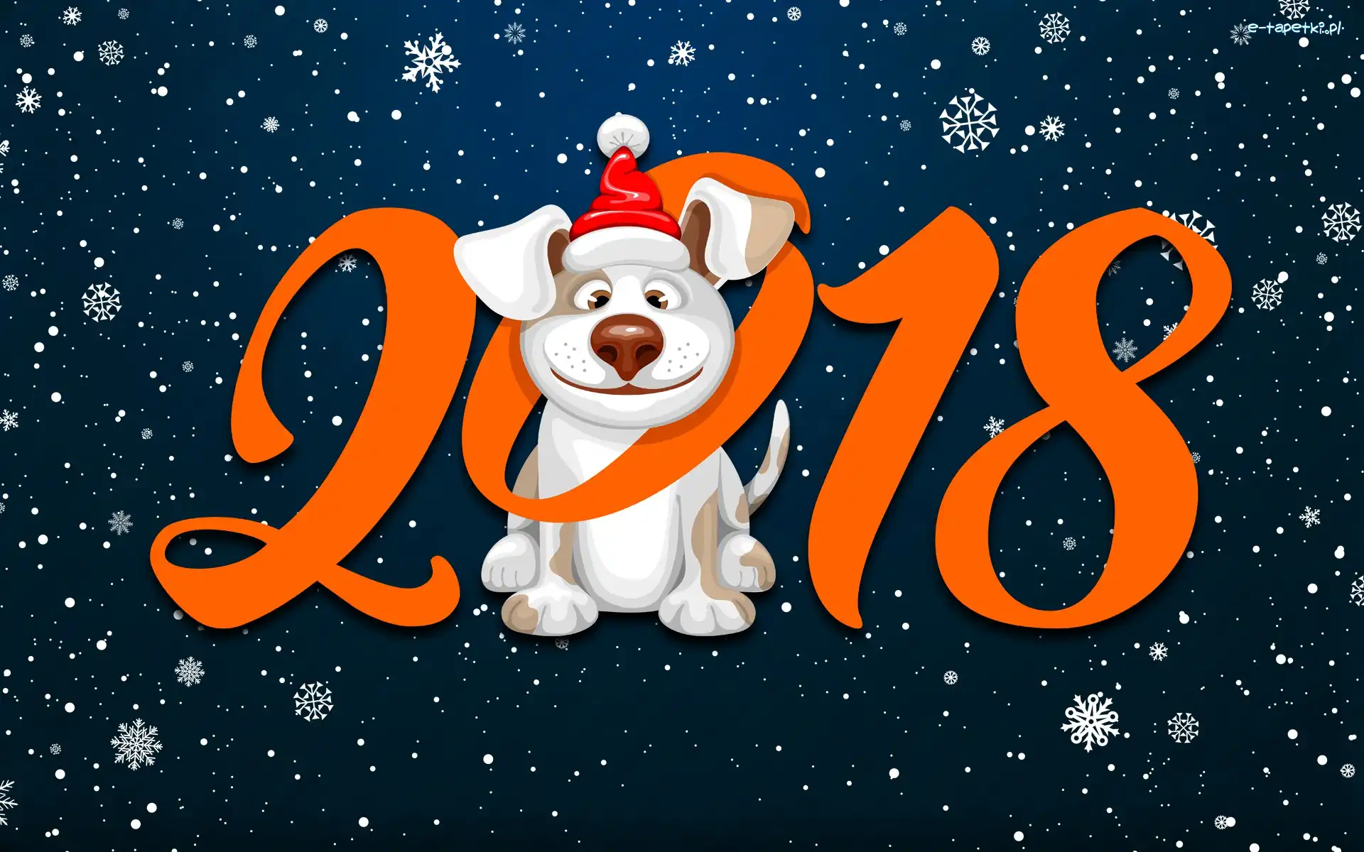 Grafika 2D, Pies, Mikołajkowa, 2018, Nowy rok, Śnieżynki, Czapka