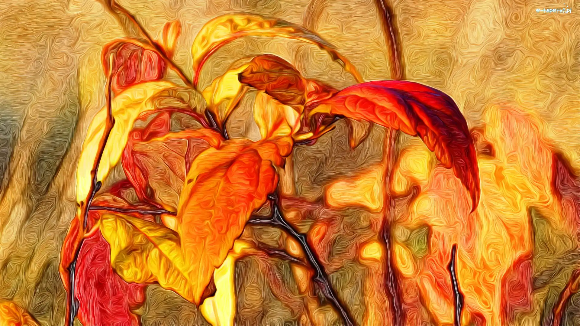 Liście, Roślina, Paintography