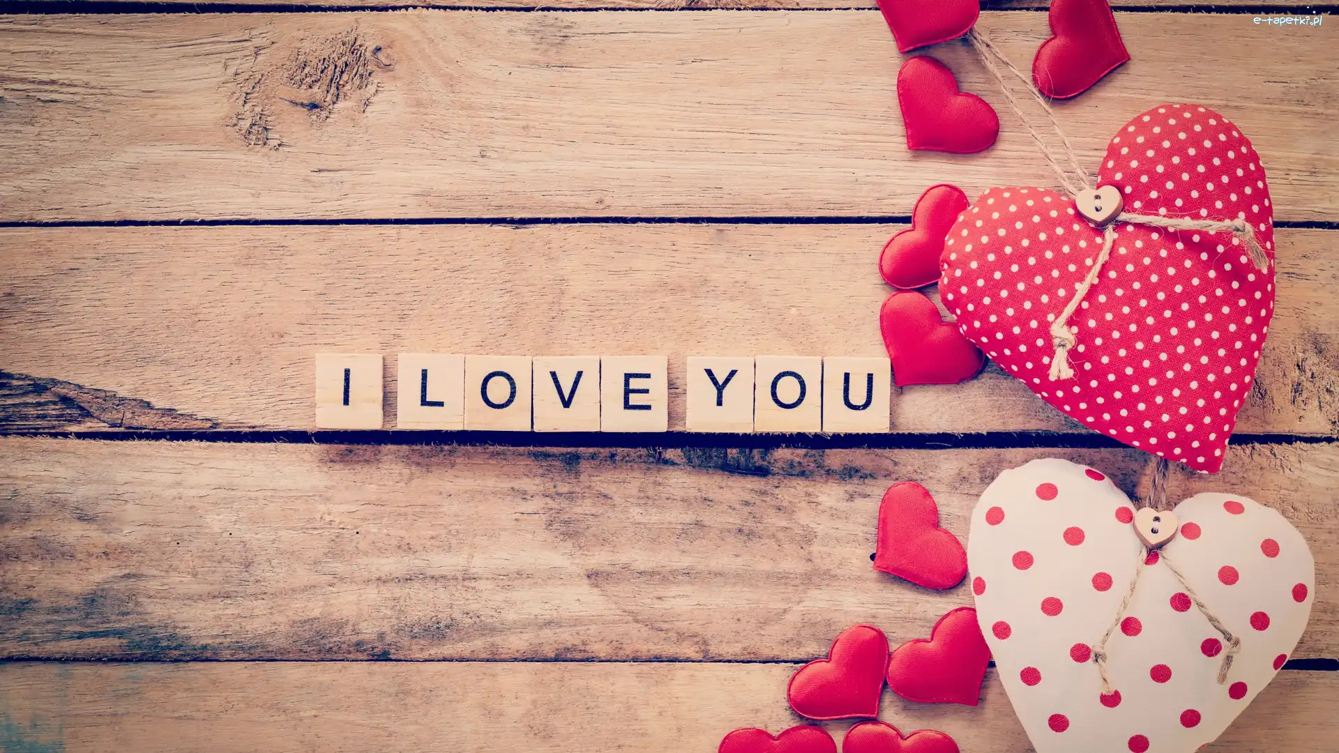 Walentynki, I love you, Napis, Deski, Serca