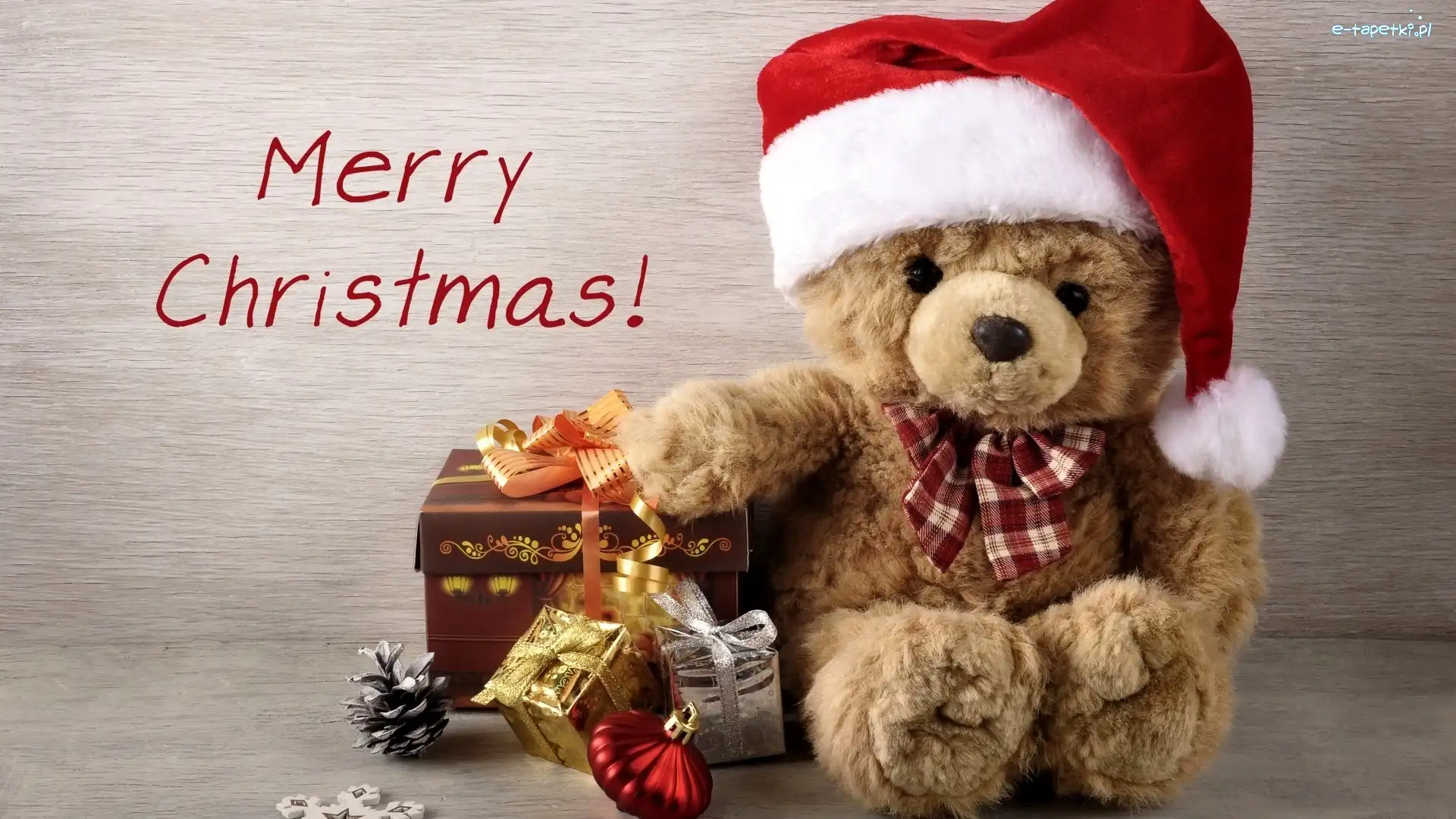 Napis, Mikołaja, Prezenty, Merry Christmas, Czapka, Miś