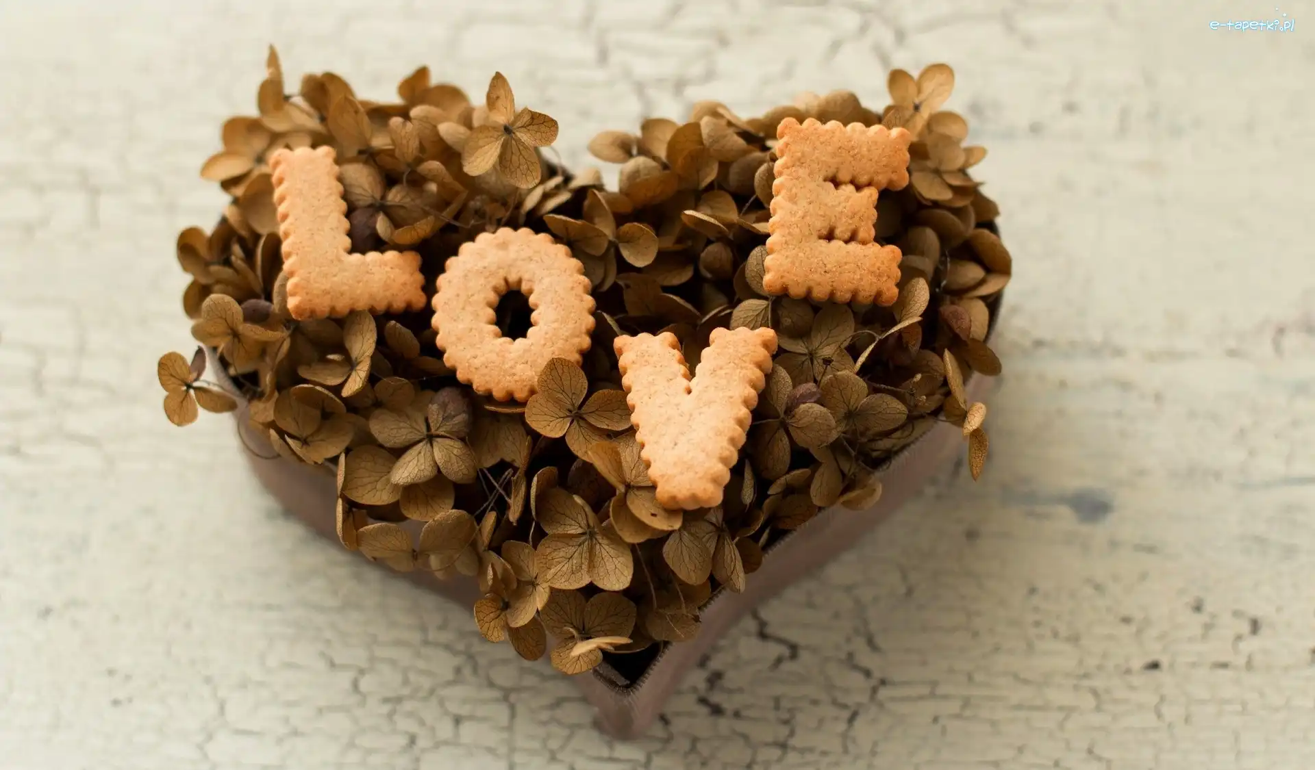Hortensje, Love, Serce, Napis, Ciastka, Suche, Kwiaty