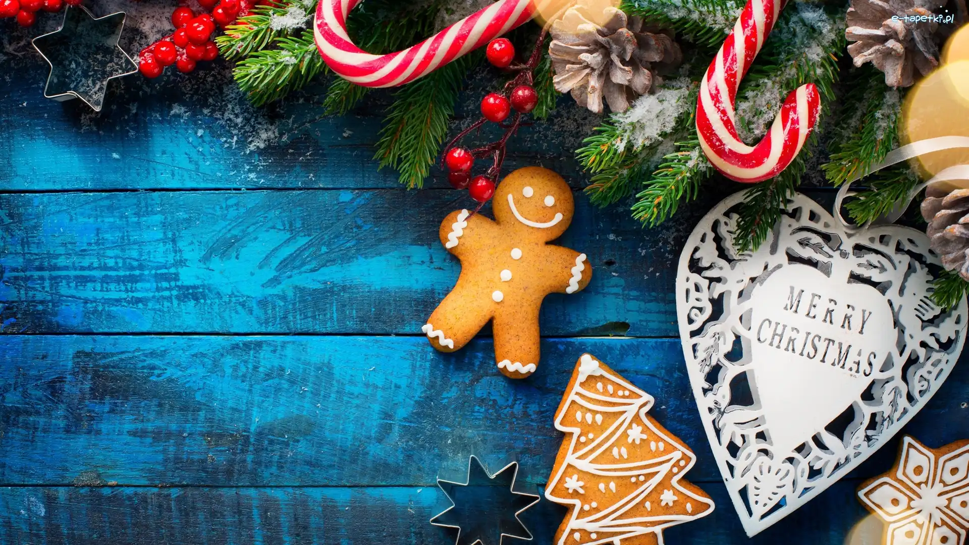 Ozdoby, Świąteczna, Merry Christmas, Napis, Boże Narodzenie, Pierniczki, Serce, Kompozycja