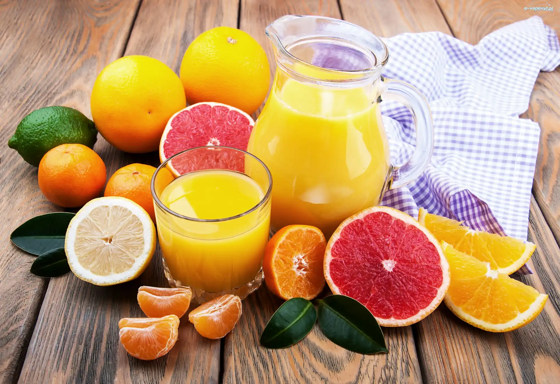 Szklanka, Grejpfruty, Sok, Dzbanek, Mandarynki, Cytrusy