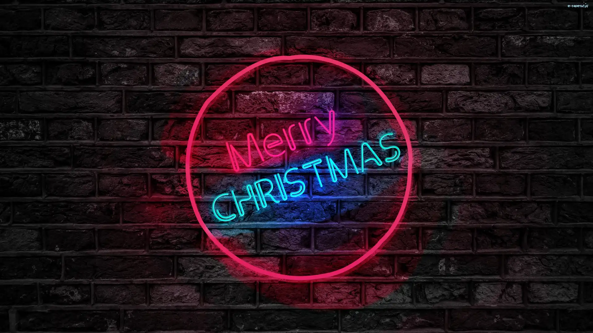 Boże Narodzenie, Merry Christmas, Napis, Ściana, Neon