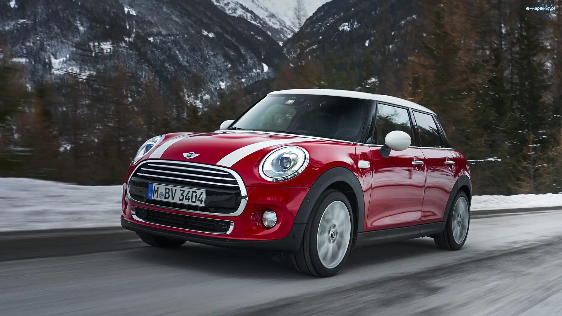 Czerwony, 2017, Mini Cooper D DCT, Góry, Droga