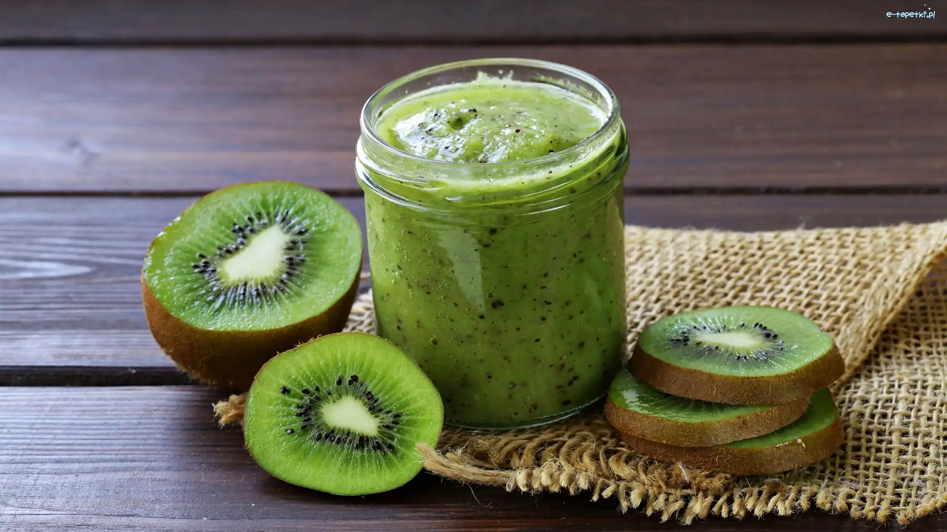 Lniana, Słoik, Tkanina,
, Dżem, Kiwi