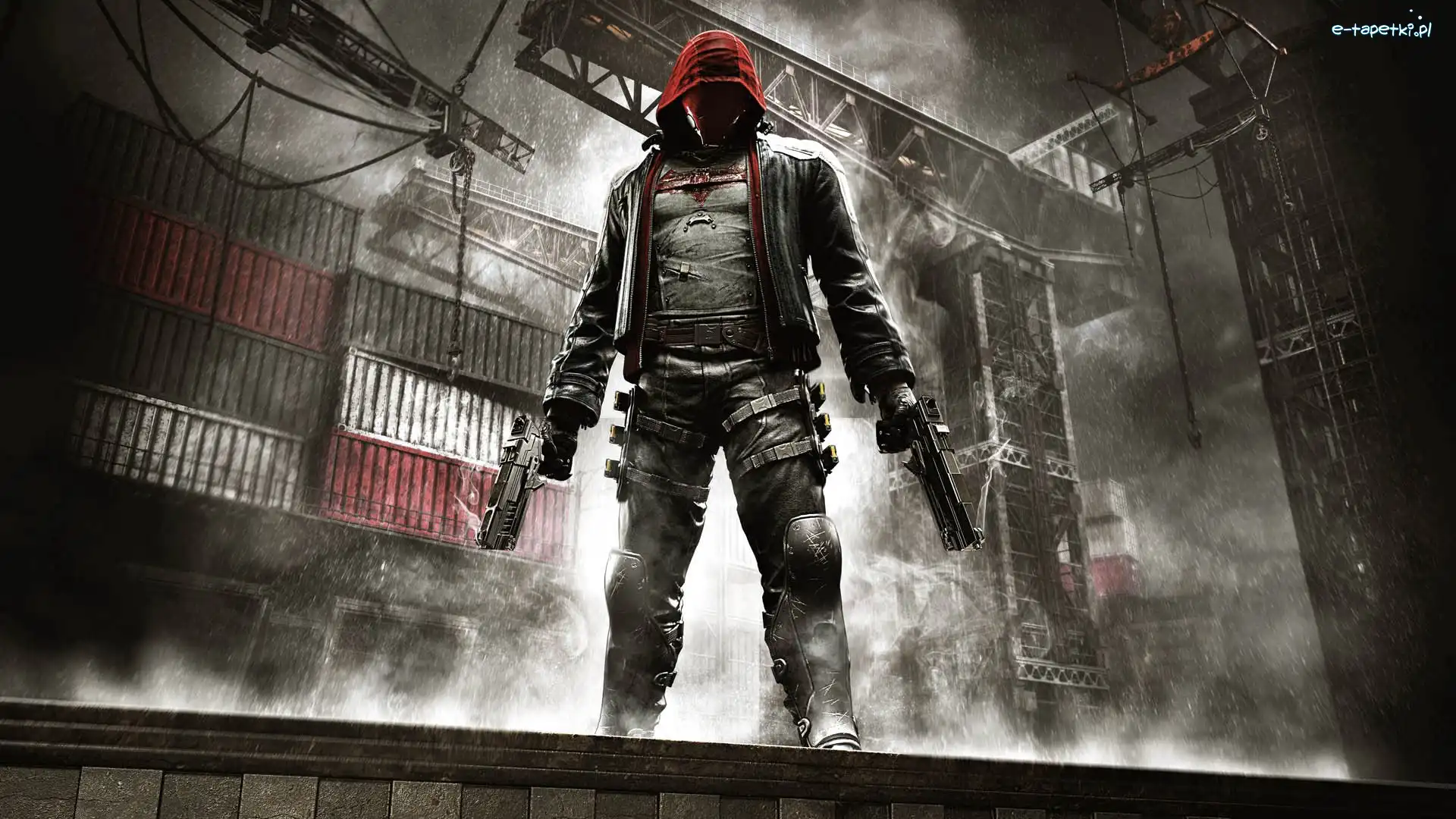 Dźwigi, Red Hood, Mężczyzna, Postać, Batman: Arkham Knight, Kontenery, Broń