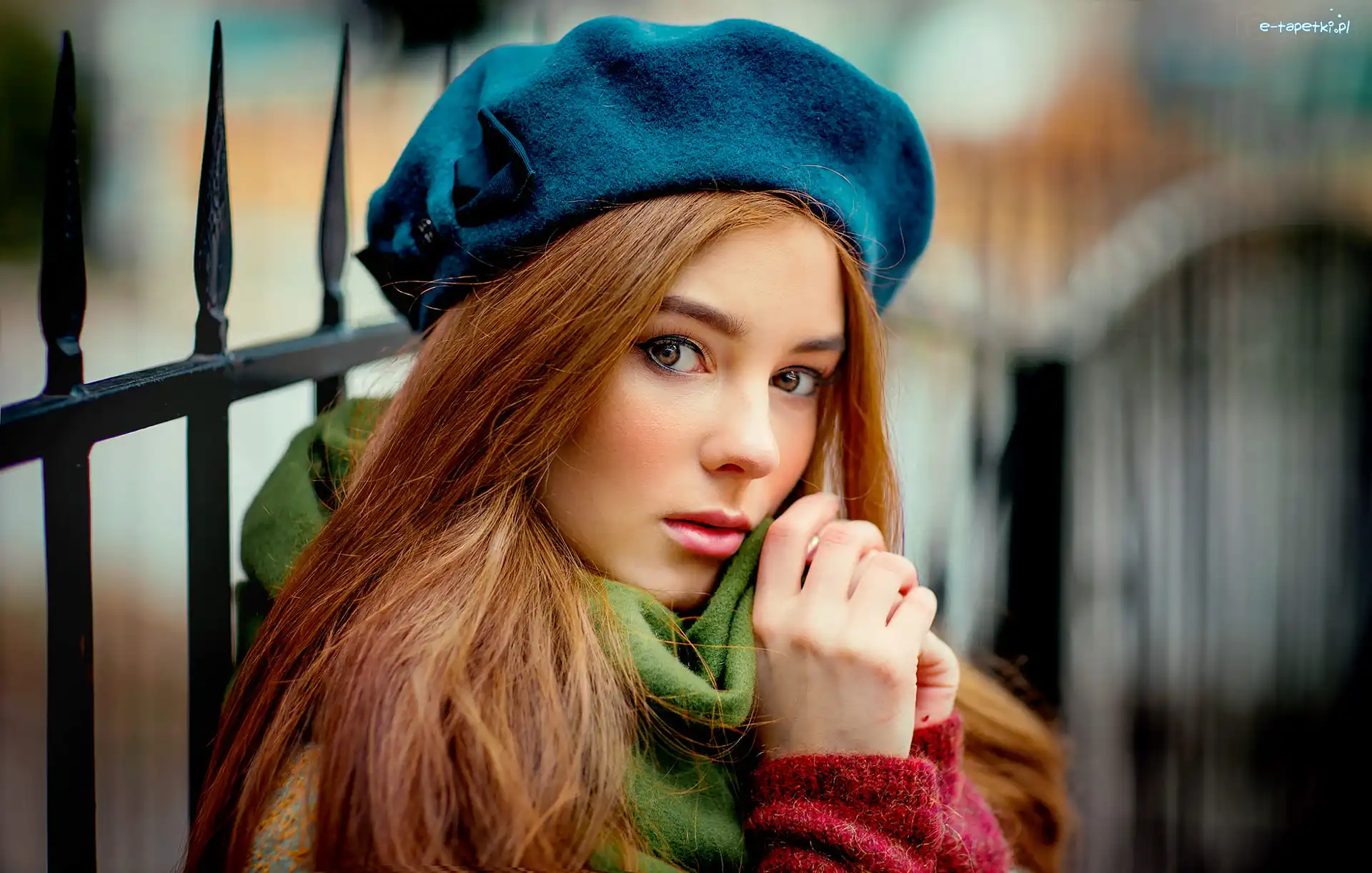 Kobieta, Modelka, Aleksandra Girskaya, Rozmyte tło, Beret