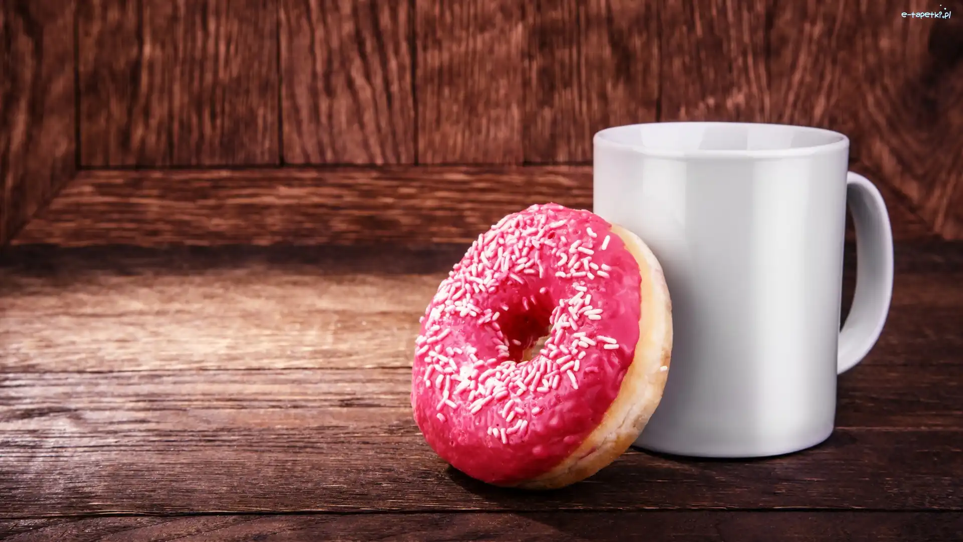 Lukrowany, Donut, Pączek, Kubek, Biały