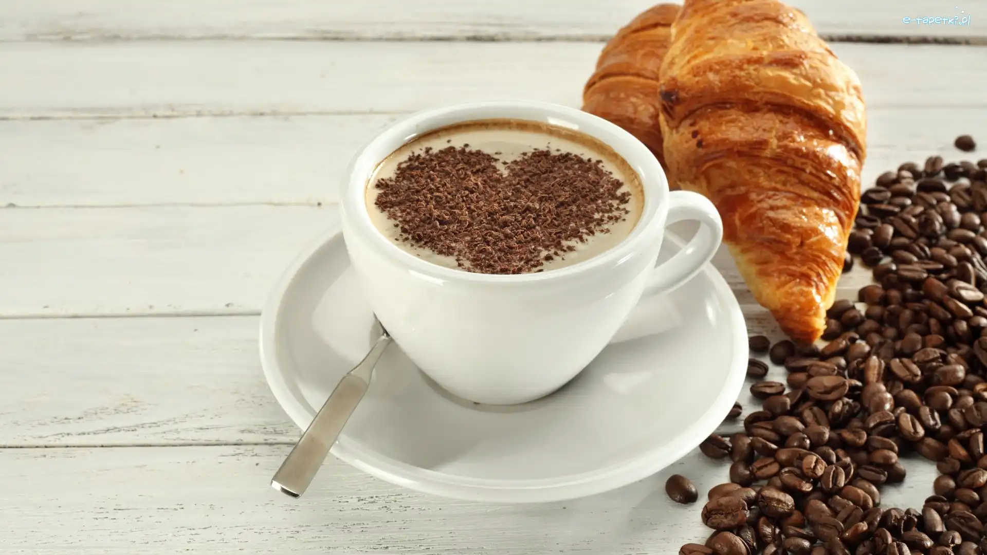 Rogaliki, Serce, Ziarna, Croissanty, Kawa, Filiżanka