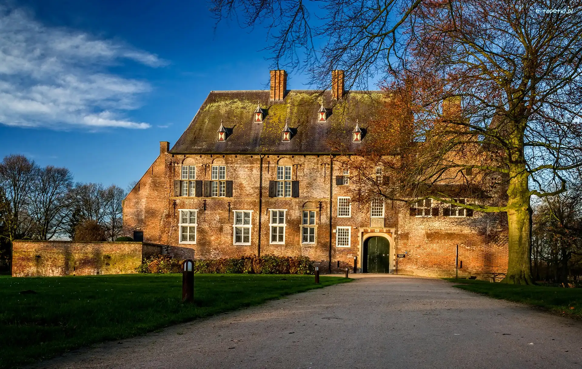 Muzeum, Wieś Hernen, Holandia, Kasteel Hernen, Zamek Hernen, Trawnik, Drzewa, Gmina Wijchen, Ścieżka