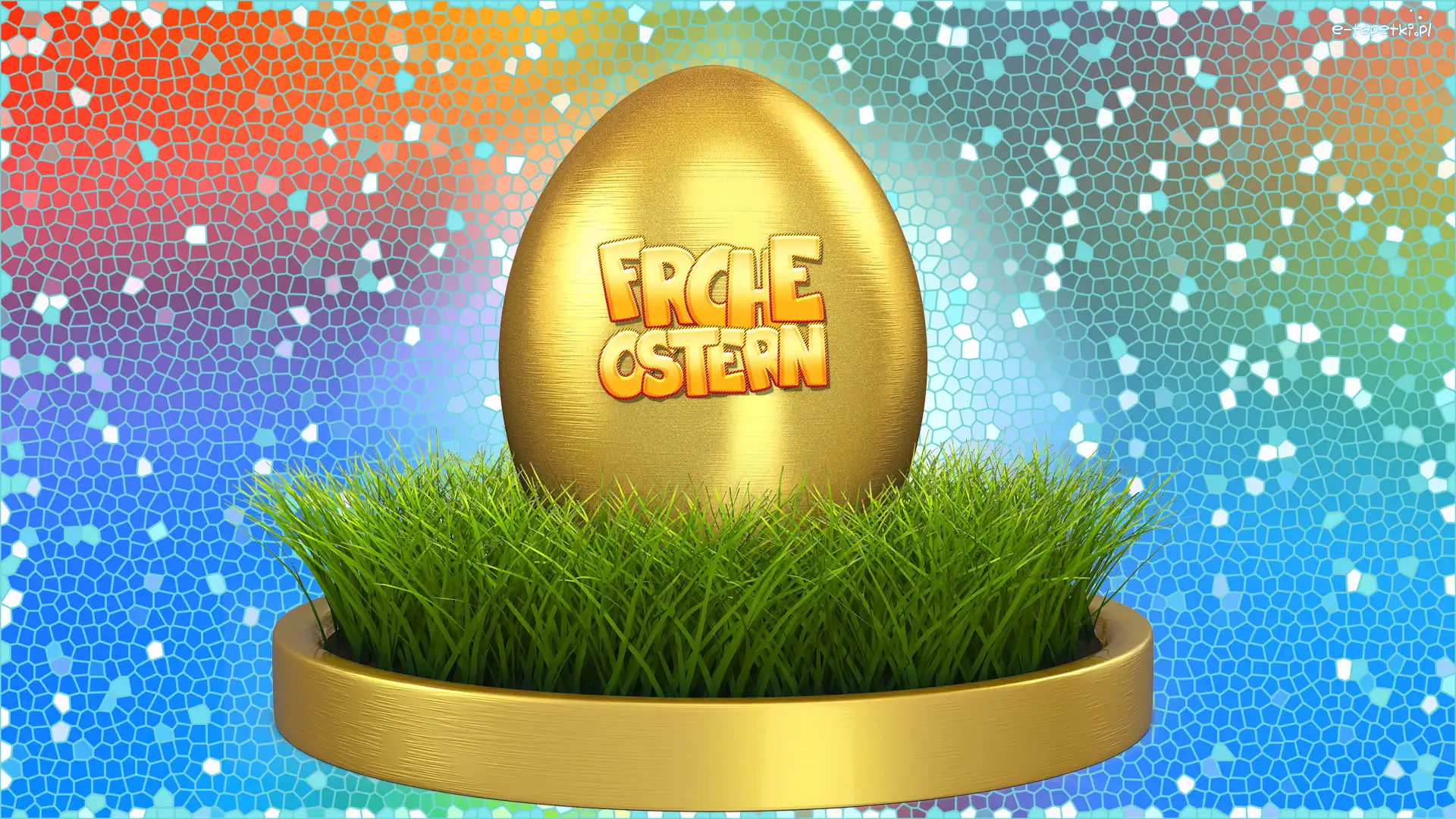 Wielkanoc, Trawa, Pisanka, Frohe Ostern, Napis